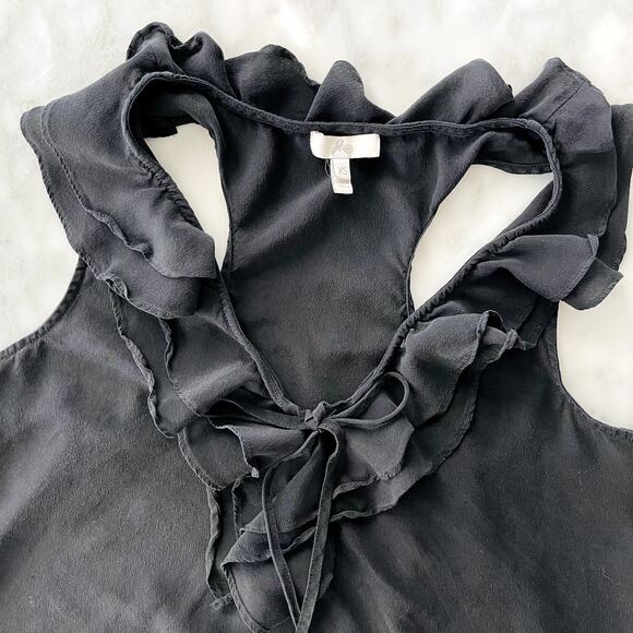 Joie Silk Ruffle Tank Blouse XS Black Work Basic Suiting Casual - Picture 2 of 5